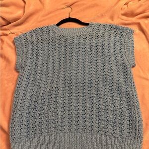 Elegant Blue Knit Women's Sweater